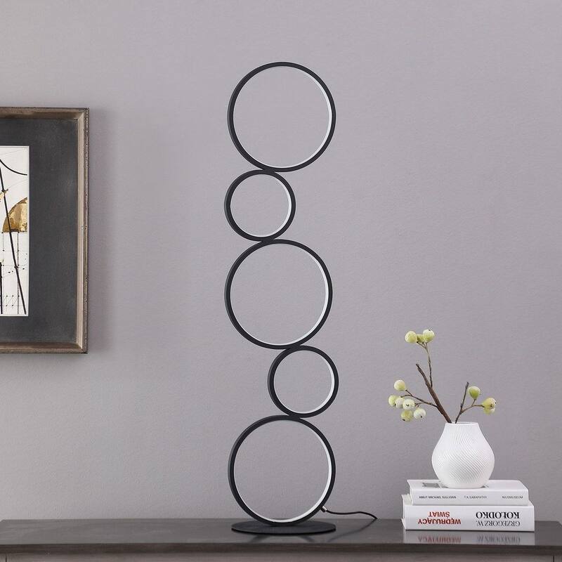 38.5" Shaped Matte Black Led Metal Table Lamp