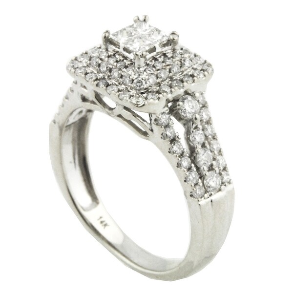  Princess  Cut Diamond  Wedding  Ring  For Her 14K White Gold 1 