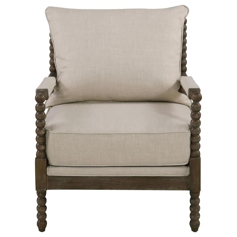Beige and Natural Removable Back Accent Chair - Beige