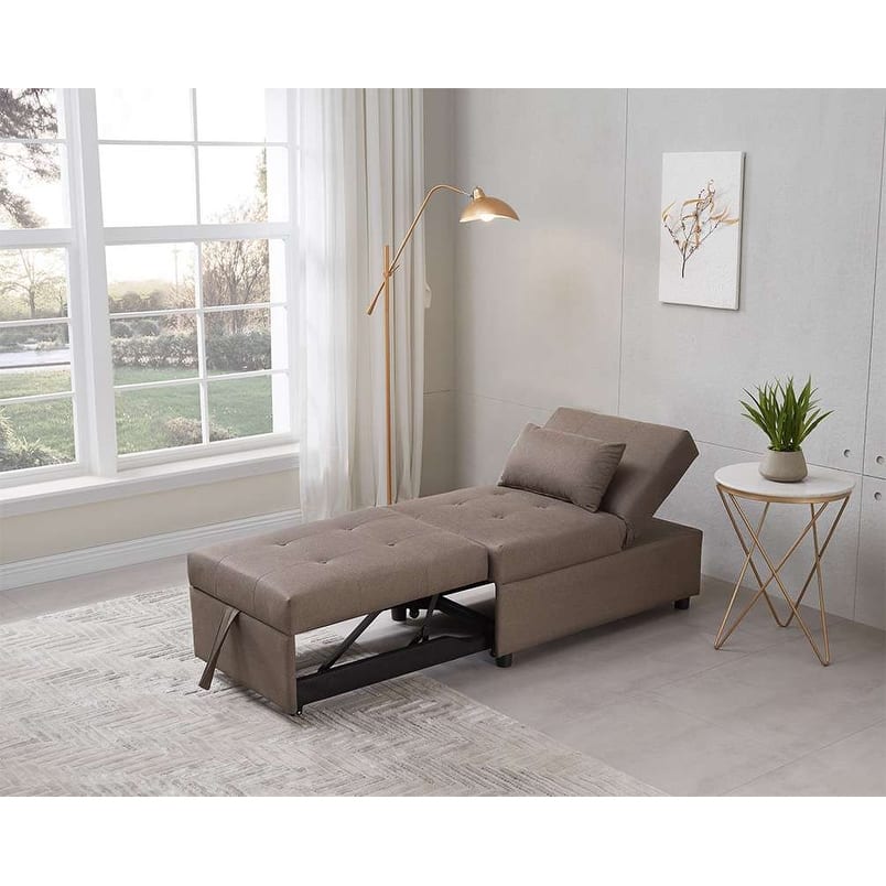 Michelle Convertible Ottoman Chair Bed Sleeper (Dark Grey)