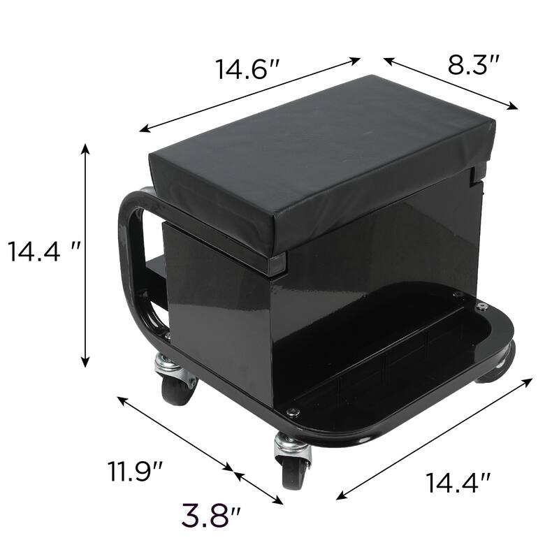 Mobile Creeper Stool with Tool Storage, 3-Drawer Rolling Garage Seat