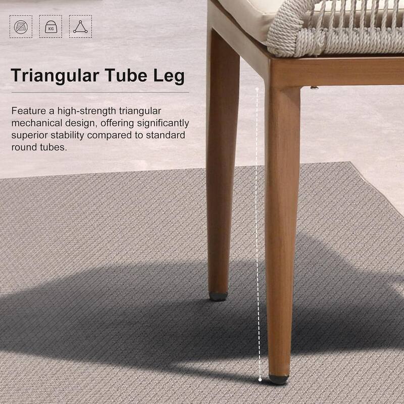 PURPLE LEAF Dining Set Patio Metal Rectangular Table and Wicker Rattan Chairs for Outside Porch Modern Outdoor Furniture Sets