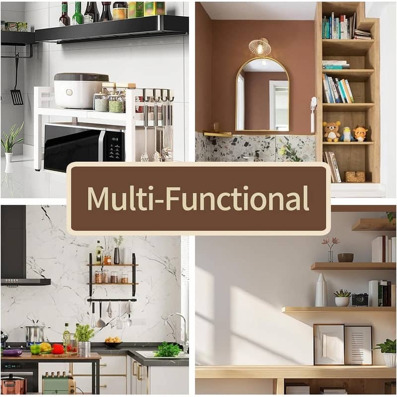 Microwave Oven Rack Expandable Countertop Heavy Duty - 12.8"D x 21.65"W x 17.13"H