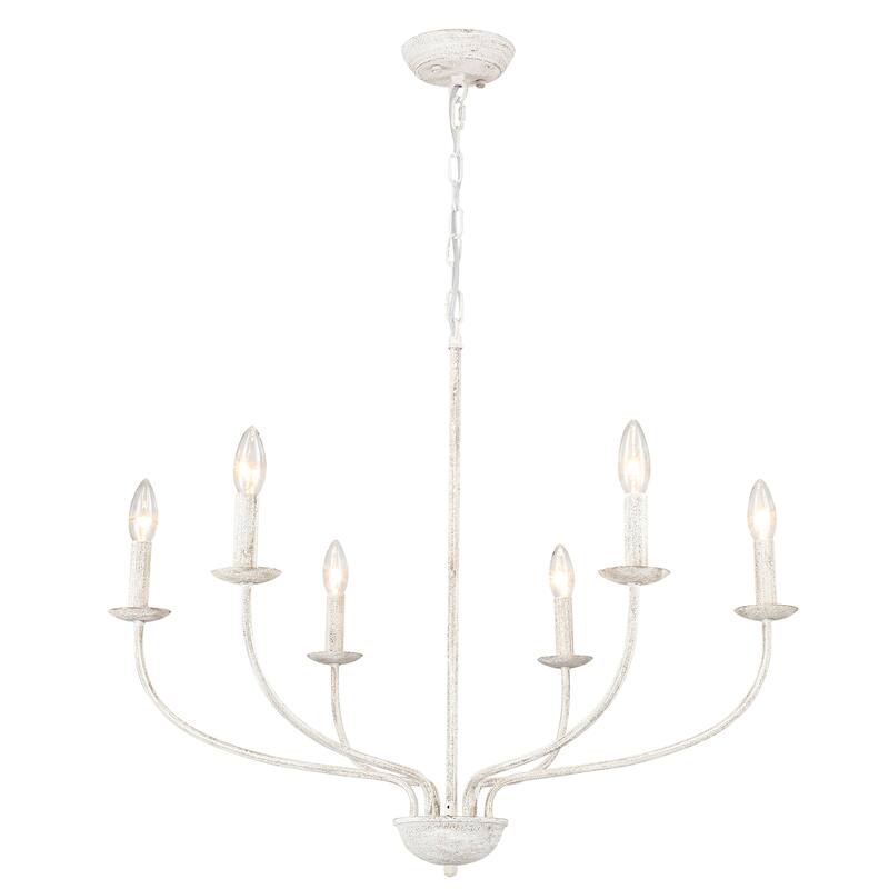 6-Light Farmhouse Candle Chandelier Modern Hanging Lamp for Living Room Kitchen Hallway Entryway - N/A