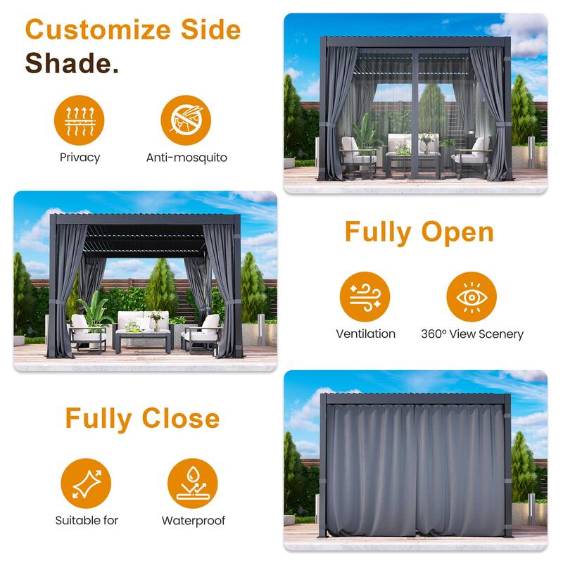 12' x 20' Aluminum Pergola with Adjustable Louvered Roof