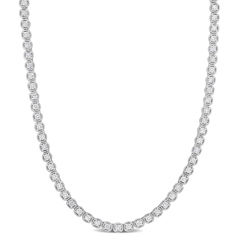 Miadora 14k White Gold Diamond Necklace 18.5" to 36" - 27 Inch - 3.75 Carats