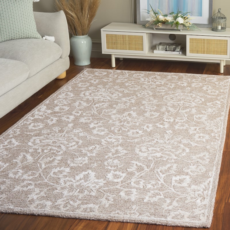 SAFAVIEH Handmade Glamour Fulden Wool/ Viscose Rug - 6' x 9' - Beige/Ivory
