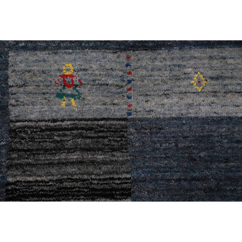 Hand Knotted Oriental 100% Wool Carpet Tribal Tribal Navy Blue & Blues Gabbeh Area Rug - 10' 0'' X 5' 6''