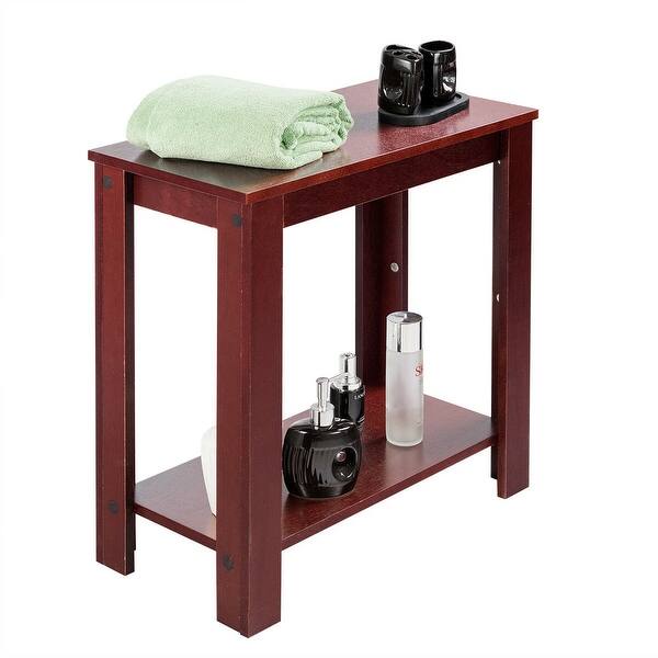 Shop Costway Chair Side Table Coffee Sofa Wooden End Shelf Living
