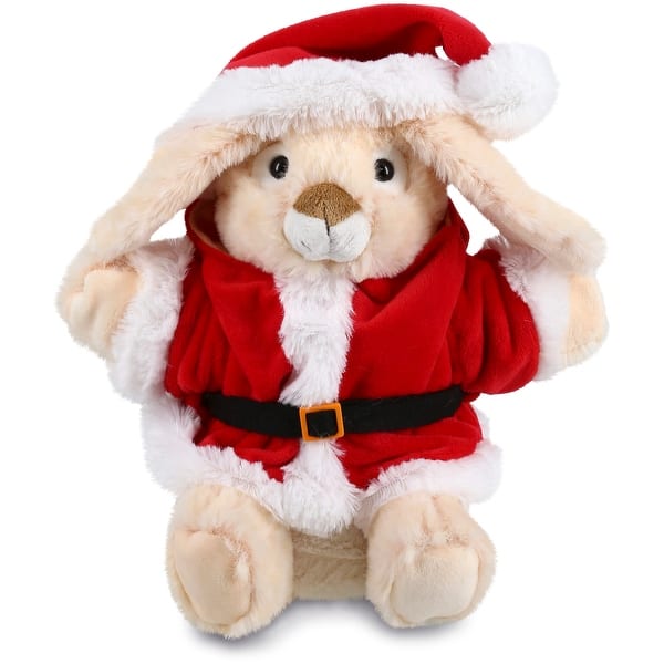 DolliBu Santa Rabbit Stuffed Animal Plush Hand Puppet w/ Santa Outfit ...