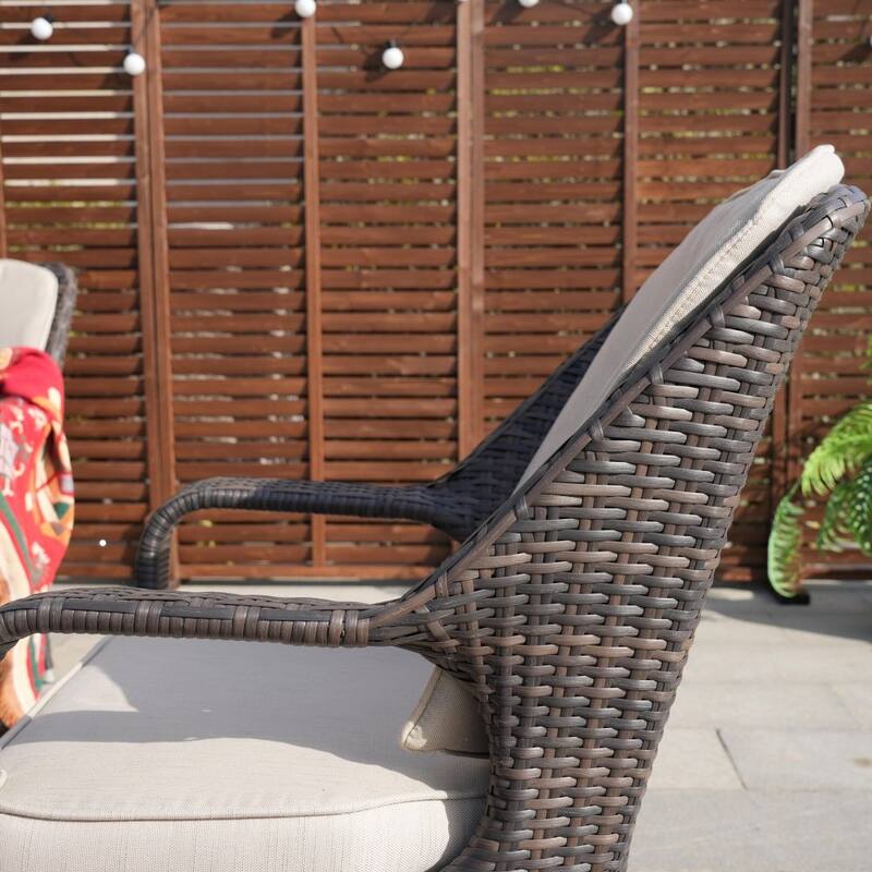 7-piece Patio Dining Set with Rectangular Firepit Table