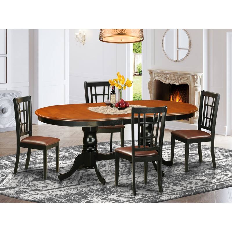 East West Furniture Dining Furniture Set Includes an Oval Table with Butterfly Leaf and Dining Chairs (Chair Seat Type Options)