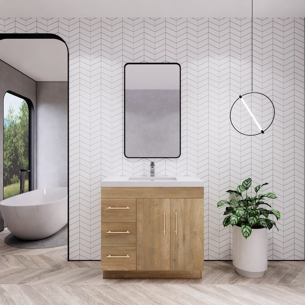 Eliza 36'' Freestanding Vanity(Left Drawers) with Single Sink