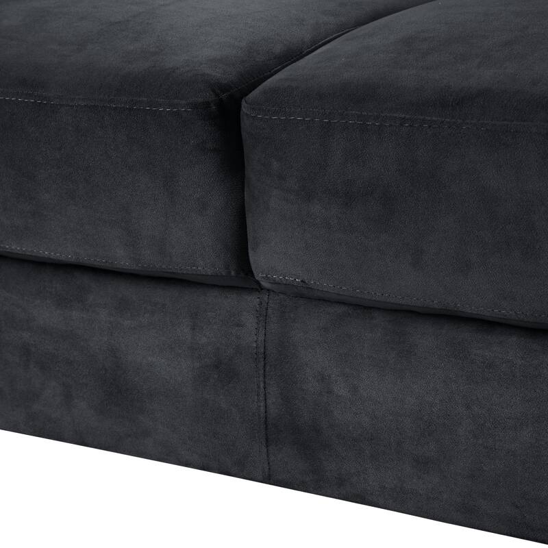 54.3" Velvet 2-Seater Sectional, Detachable Cushions