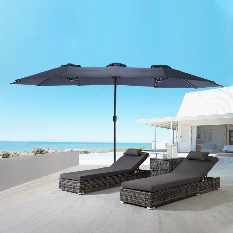 Topcraft 14.8ft Metal Rectangular Double Sided Outdoor Market Umbrella