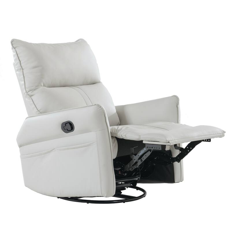Rocking Swivel Recliner Chair with 360° Rotation and Side Pocket - Light Gray