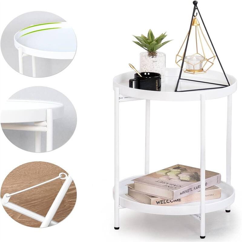 Table 2-Tier Metal Sofa Side Table - 15"D x 15"W x 20"H