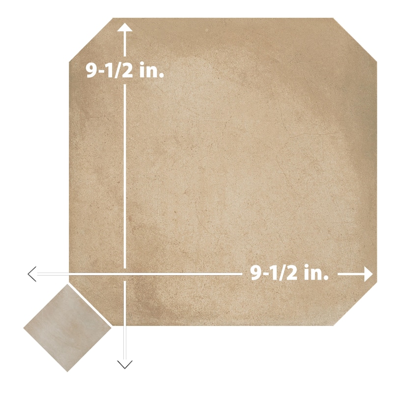 Merola Tile Laverton Octagon Beige with Taco Arena 7-7/8" x 7-7/8" Porcelain Floor and Wall Tile