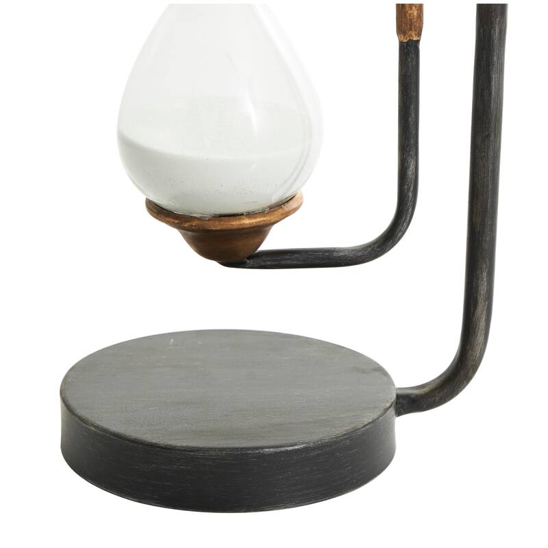 Black Metal Suspended Hourglass Timer with Gold Details