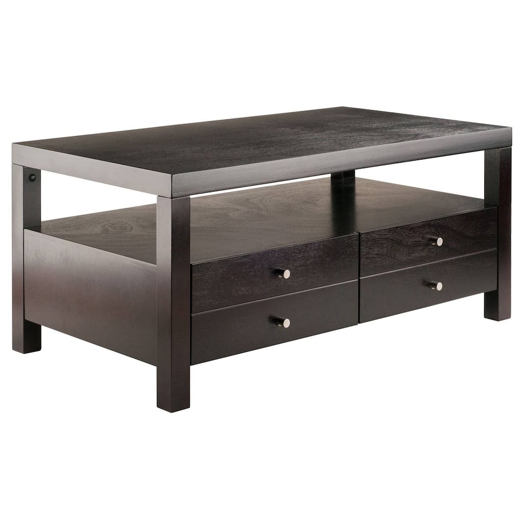 Modern Espresso 2 Drawer Coffee Table - 18.27" H x 40" W x 23.03" D
