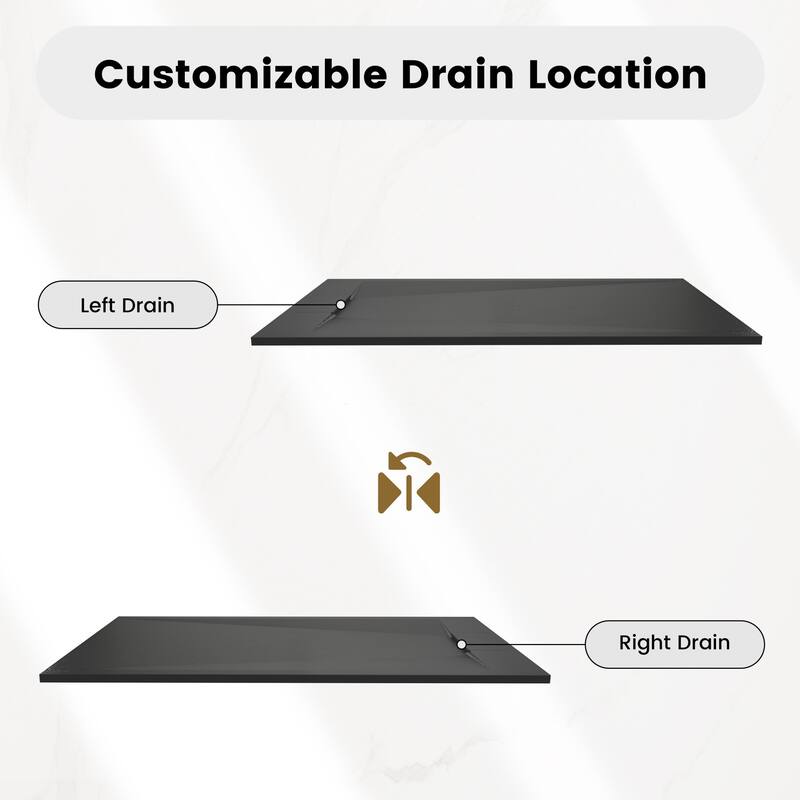 SMC Alcove Shower Pan Base with Reversible Drain, Low Profile, Wheelchair Access, Slip-Resistant, cUPC Certified