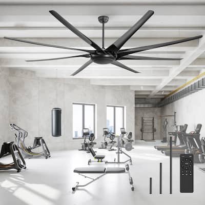 Large 100-inch 8-Blade Matte Black Ceiling Fan with Remote,No Light