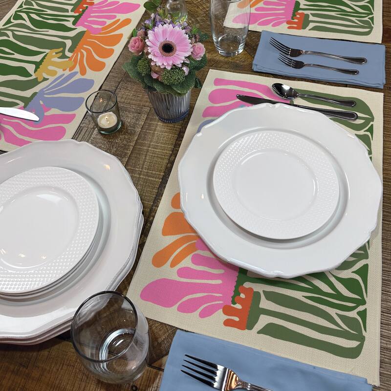 Matisse Garden 4-Pack Poly-Cotton Blend Placemats Manufactured in The USA Machine Washable Dryer Safe