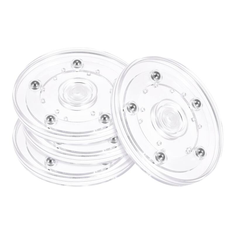 4pcs 4" Rotating Swivel Stand with Steel Ball Bearings Lazy Susan Base Turntable - Clear