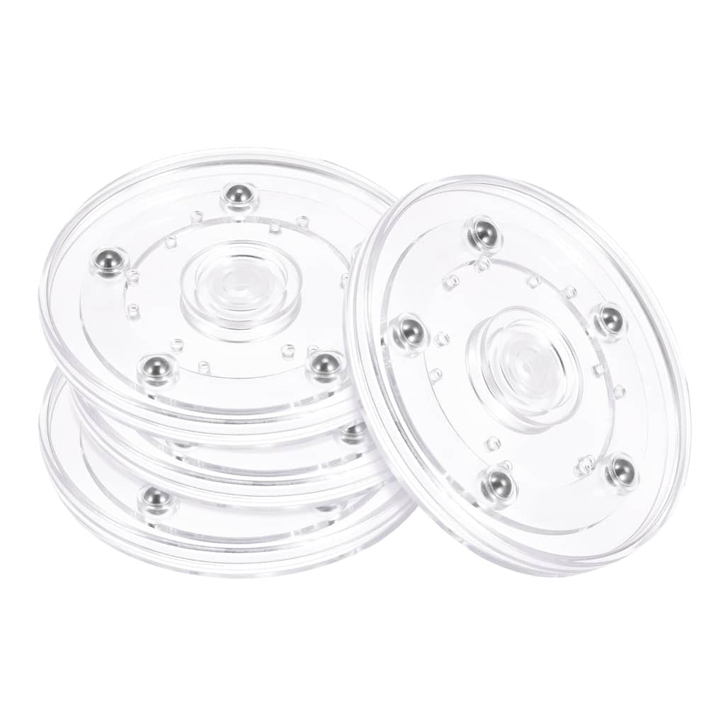 4pcs 4" Rotating Swivel Stand with Steel Ball Bearings Lazy Susan Base Turntable - Clear