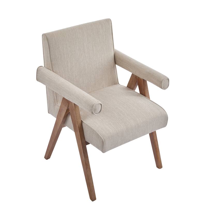 Roomfitters Modern Fabric Dining Armchair with Cushioned Seat, Mid-Century Accent Chair for Dining or Living Spaces