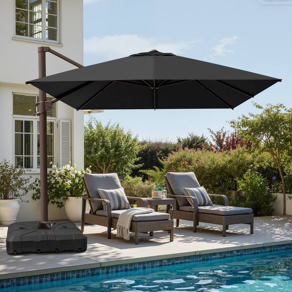 Outdoor 10 x 13 FT Shade Canopy Patio Cantilever Offset Umbrella with Base