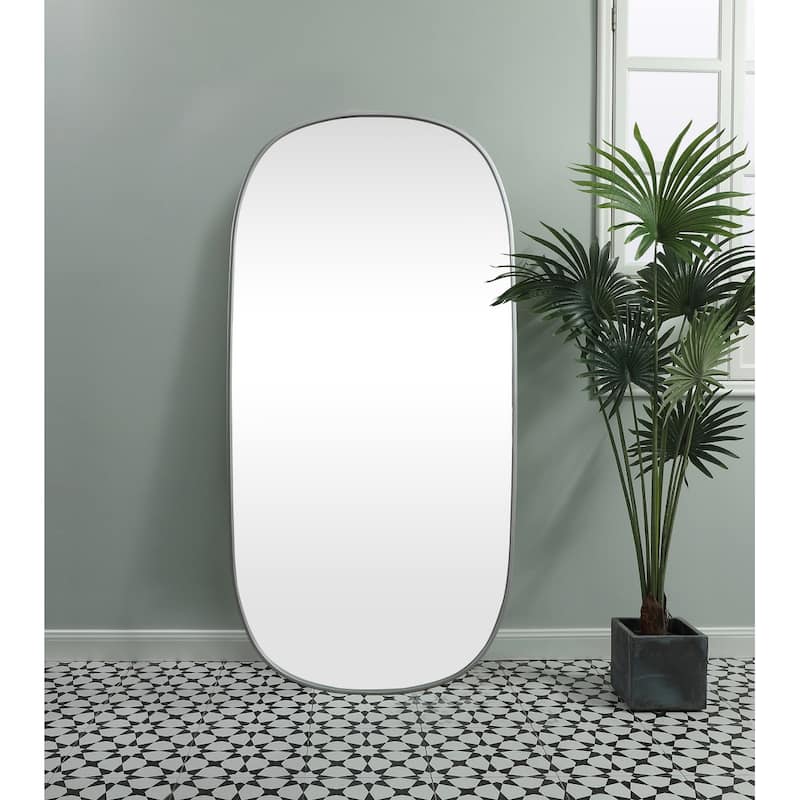 Indigo Home Metal Frame Oval Mirror 30x60 Inch