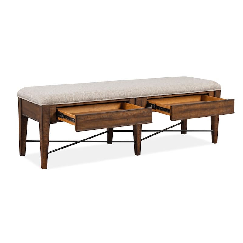Magnussen Home Bay Creek Toasted Nutmeg Upholstered Bench - 58''W x 17''D x 19''H