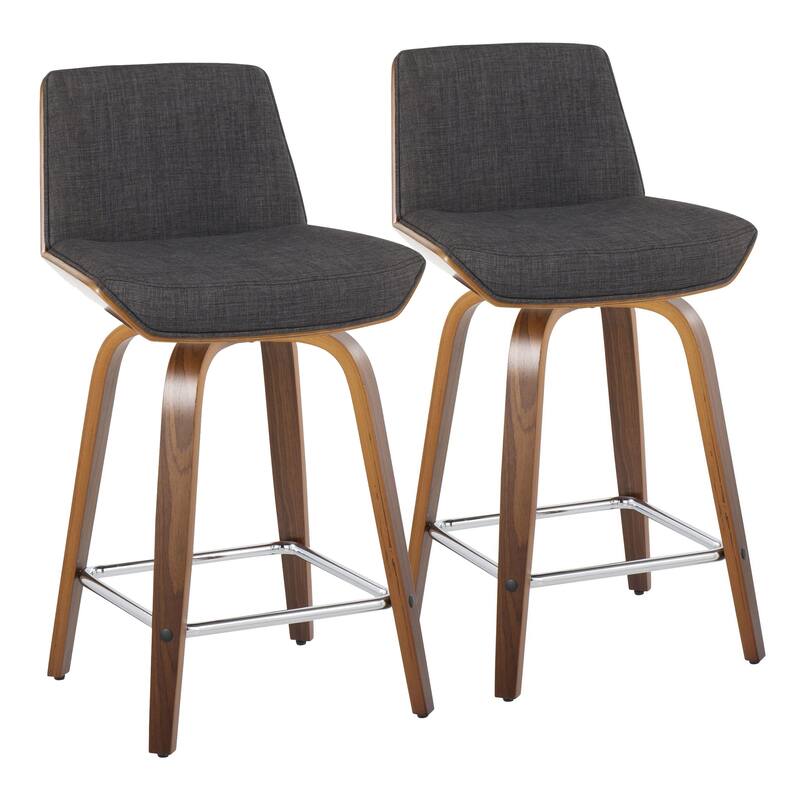 Carson Carrington Clemens 24" Fixed-Height Counter Stool with Bent Wood Legs & Square Footrest (Set of 2)
