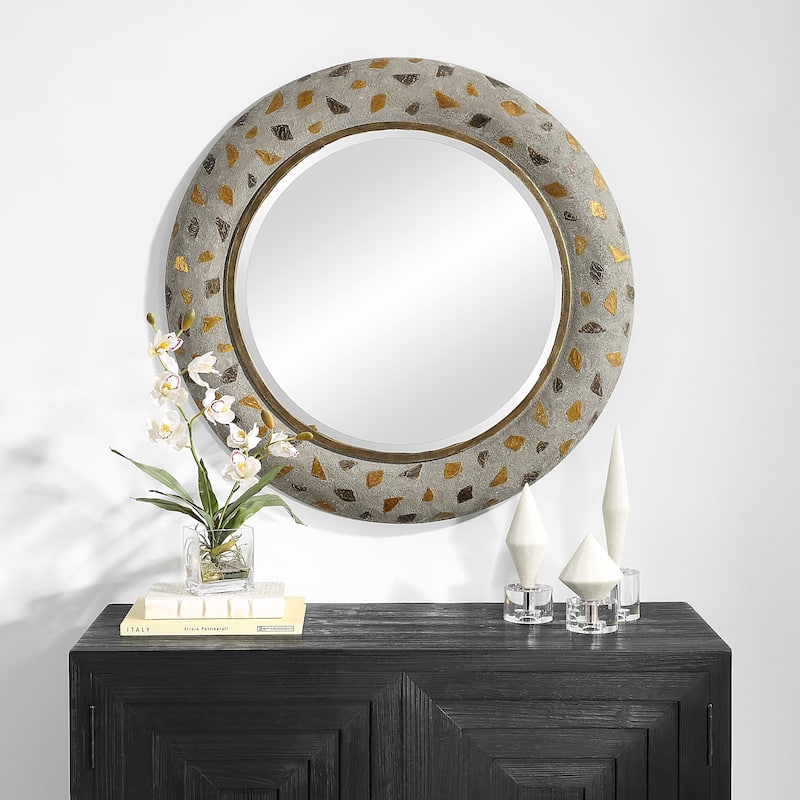 Uttermost Copper Terrazzo Round Mirror - 35"W x 35"H x 2.5"D