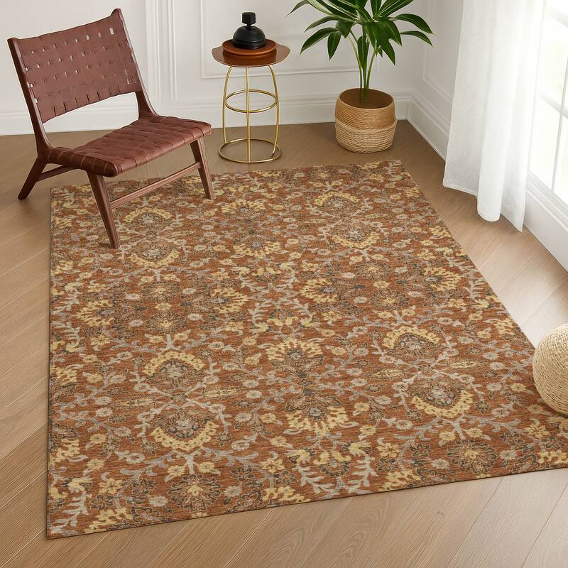 Machine Washable Indoor/ Outdoor Traditional Hartman Chantille Rug