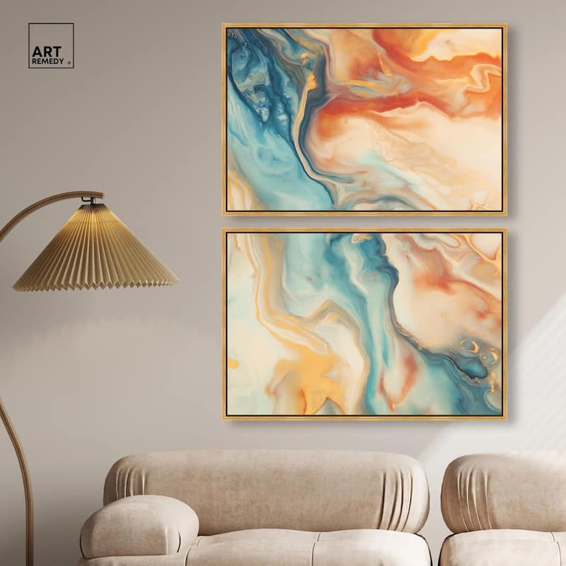 Marbled Sunrise II Canvas Set of 2 by Art Remedy
