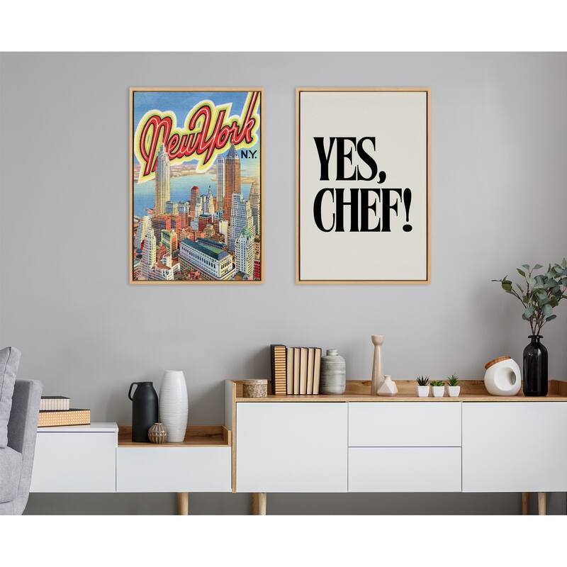 Kate and Laurel Sylvie Yes Chef Framed Canvas by Saint and Sailor Studios