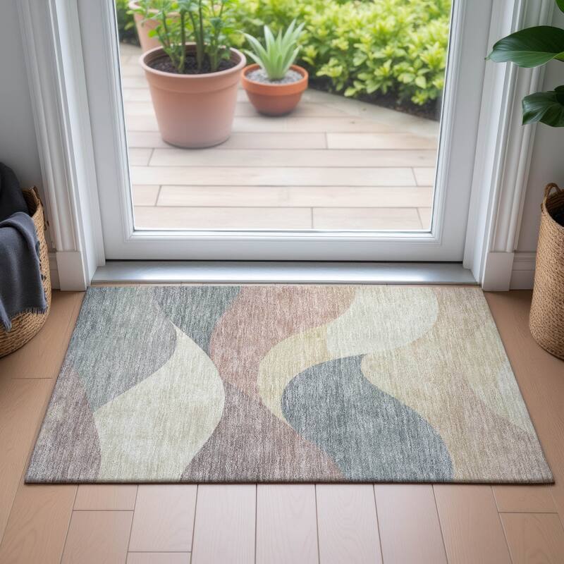 Machine Washable Indoor/Outdoor Soft Contemporary Chantille Rug
