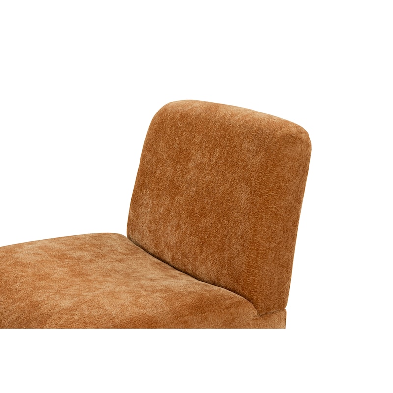 Armless Chair With Wood Legs And Soft Fabric