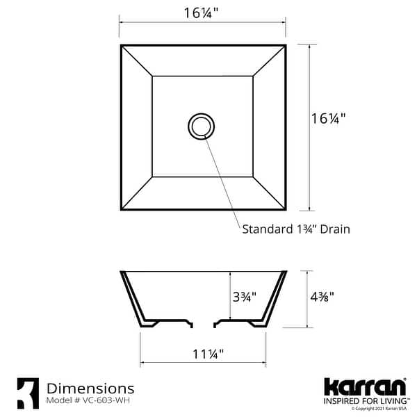 Karran Valera 16" Vitreous China Vessel Bathroom Sink in White