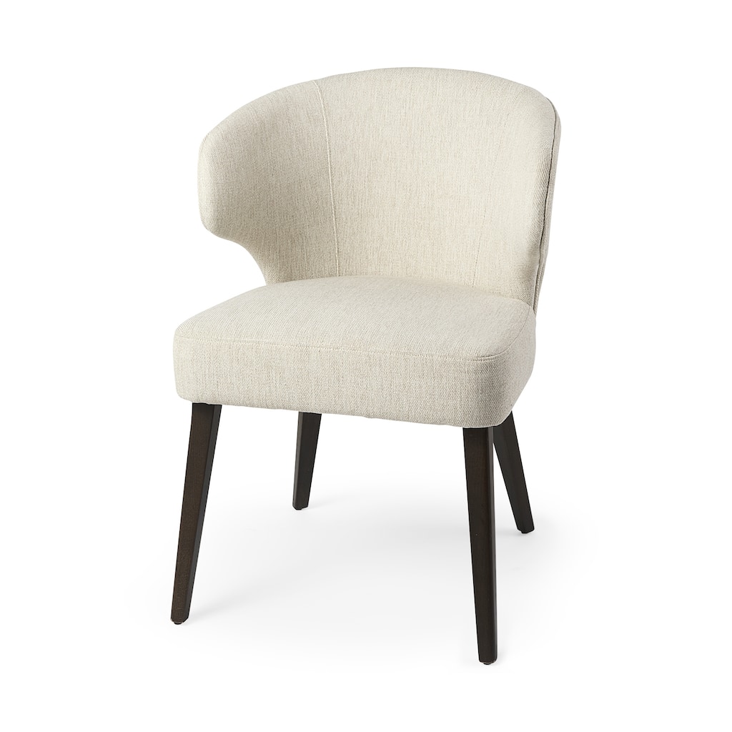 Niles Cream Fabric Seat w/ Dark Brown Solid Wood Legs Wingback Dining Chair - 21.6"W x 25"D x 31.8"H