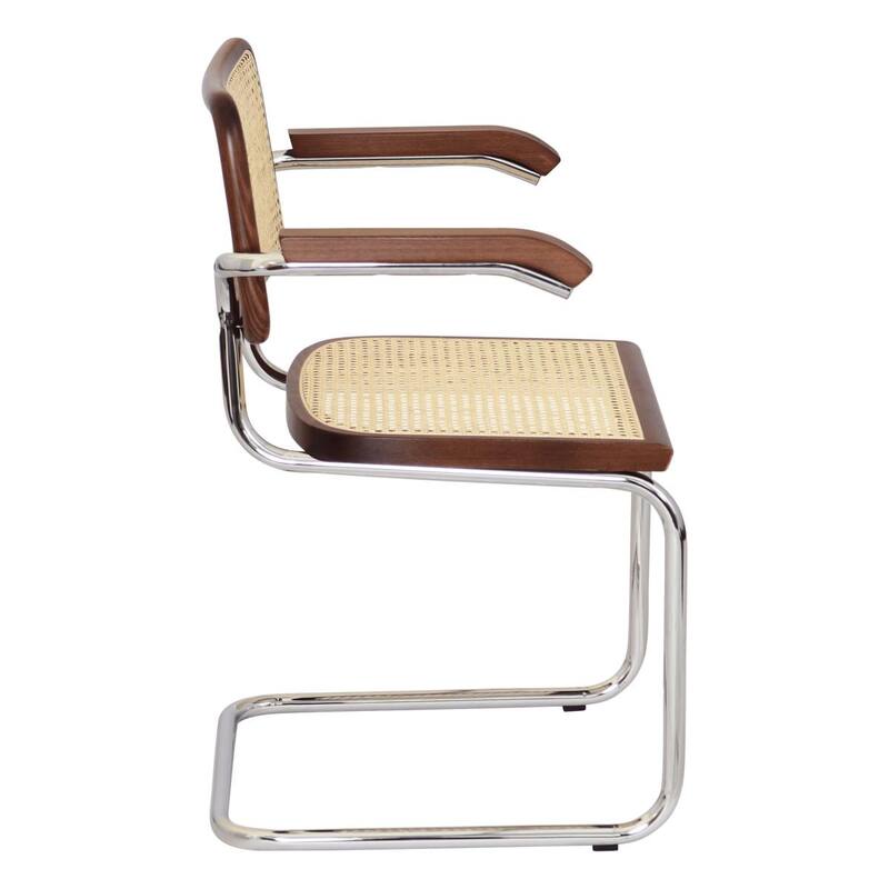 Breuer Chair Company Marcel Breuer Cesca Cane Cantilever Armchair Arm Chair w/ Chrome Steel Frame (Various Wood & Cane Colors)