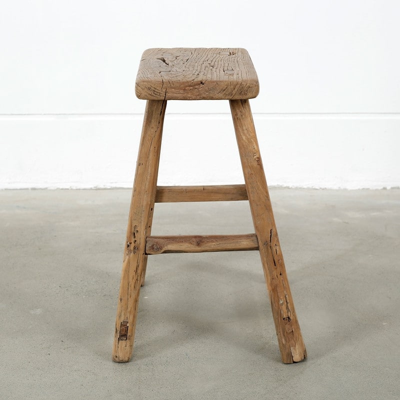 Artissance Rectangular Rustic Vintage Stool, Weathered Natural Wood Finish (Size & Finish Vary) - Approx size 12-20 in wide