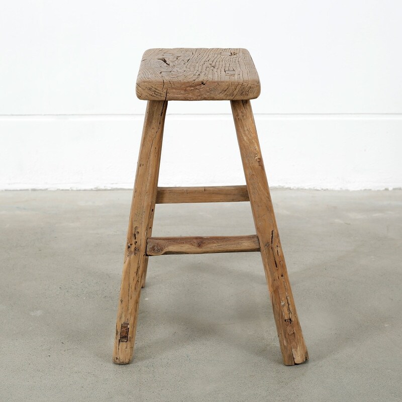 Artissance Rectangular Rustic Vintage Stool, Weathered Natural