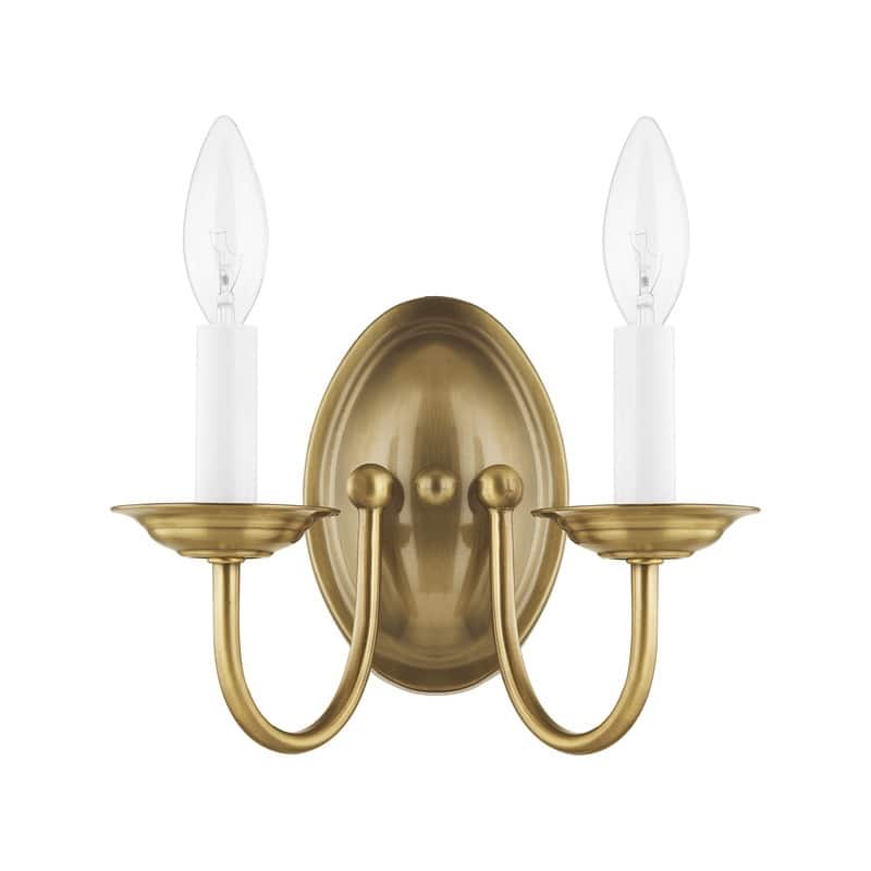 Livex Lighting 2-Light Antique Brass Wall Sconce, 4152-01 - 9.75" W 7" H 5.25" EXT