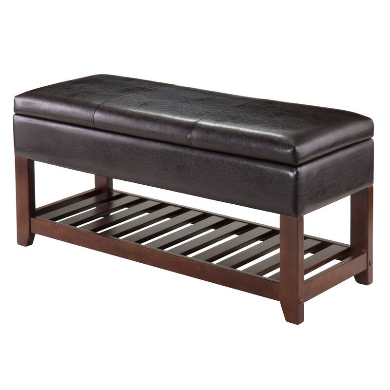 Monza Storage Chest Bench, Espresso and Walnut - 42.52"W x 15.75"D x 20.47"