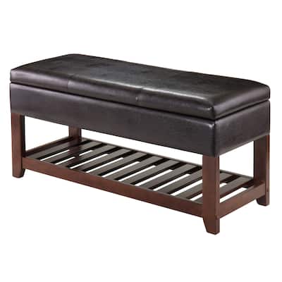Monza Storage Chest Bench, Espresso and Walnut - 42.52"W x 15.75"D x 20.47"