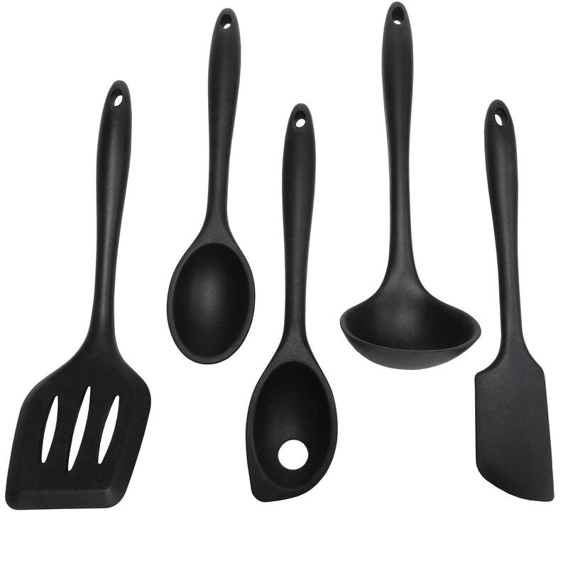 Chef Craft 5 Piece Premium Silicone Kitchen Tool and Utensil Set - Black