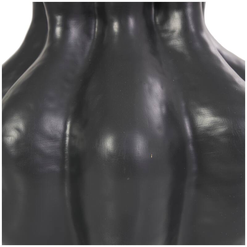Black Resin Tulip Shaped Abstract Decorative Vase (Set of 2)